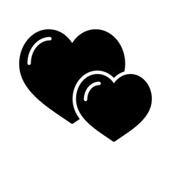 Two heart isolated vector glyph icon