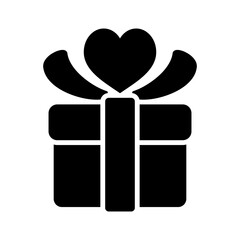 Gift box sign icon. Present with heart love symbol