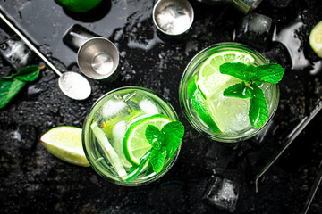 Mojito with mint and ice. 