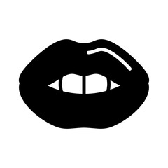Woman lips icon. Female mouth shape with teeth