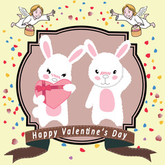 バレンタインデーのかわいいウサギ