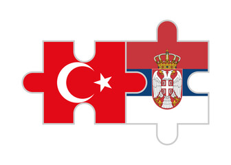 puzzle pieces of turkey and serbia flags. vector illustration isolated on white background