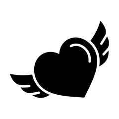 Heart with wings icon. Valentines day symbol