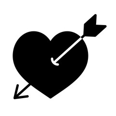 Arrow heart vector glyph icon. Love sign
