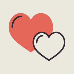 Two heart isolated vector icon