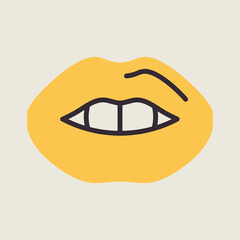 Woman lips icon. Female mouth shape with teeth
