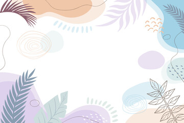 Fototapeta na wymiar Trendy Abstract background with Shapes and floral element in Neutral Tones. . Vector illustration.