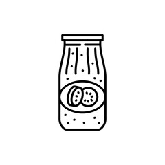 Pickled  zucchini caviar in a jar color line icon.