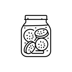 Pickled chopped zucchini in a jar color line icon.