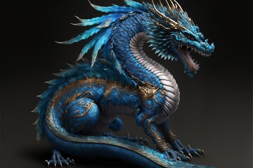 Fototapeta na wymiar The fantasy beast of ancient Chinese mythology, Azure Dragon