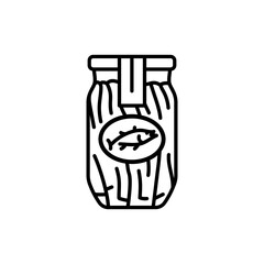 Pickled tuna in a jar color line icon.