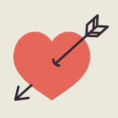 Arrow heart vector icon. Love sign