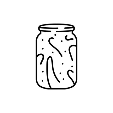 Pickled lecho sauce in a jar color line icon.
