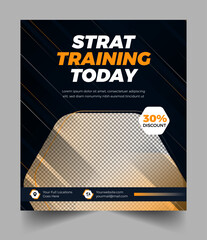 Gym and fitness social media banner template, gym and fitness web banner template