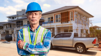 Portrait of a foreman or senior engineer at a construction site