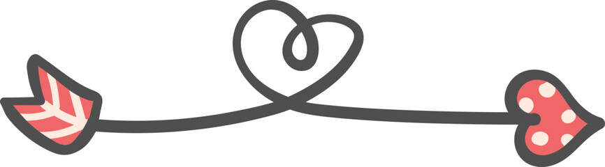 cute simple minimal heart  with heart arrow shooting doodle hand writing