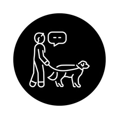 Walk with pet color line icon. Dog training.