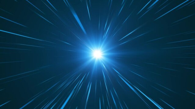 Flying through space then entering hyperspace. Colorful speed of light seamless loop animation. 4K Video
