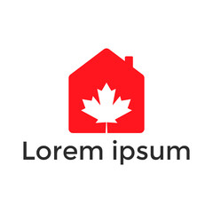 Fototapeta na wymiar Canadian Maple leaf house logo design vector template
