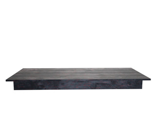 Empty wooden table top isolated dark wooden surface