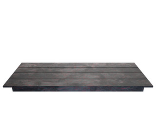 Empty wooden table top isolated dark wooden surface