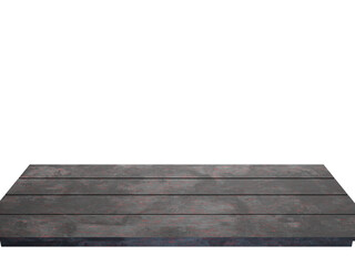 Empty wooden table top isolated dark wooden surface