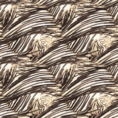 Seamless Animal. Old Bird Sakura Design. Brown