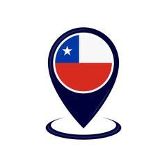 Location icon with Chile flag isolated. Chile flag and map pointer icon. vector illustration