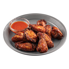 Portion of baked chicken wings