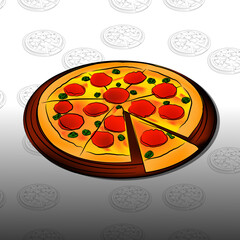 pepperoni pizza vector illustration