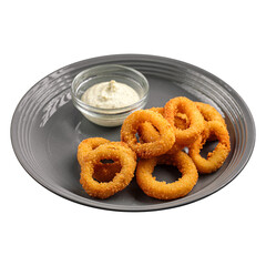 Plate of deep fried onion rings