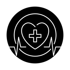 Good health and wellbeing black icon. Corporate social responsibility.