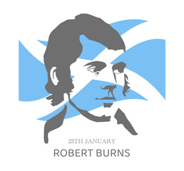 Robert Burns Night 25th January Scottish heritage festival. Vector vintage illustration - obrazy, fototapety, plakaty