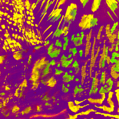 Naklejka premium Red Animal Skin Watercolor. Brown Spots. Neon