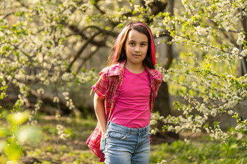 Fototapeta premium portrait of a happy cute girl 8-9 years old.