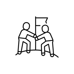 Teamwork color line icon. Diverse group of people.