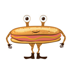 Hotdog character. Vector isolated flat illustration fast food for poster, menus, brochure, web and icon fastfood.