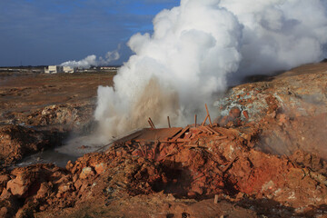 Gunnuhver - geothermal field of mud pools and fumaroles in the southwest of the Reykjanes Peninsula