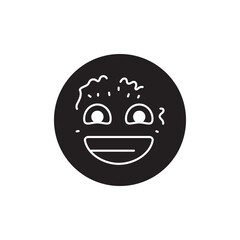 Smiling kiwi color line icon. Mascot of emotions