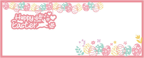 Happy easter decoration background. Easter elements decoration frame for event, invitation, background and banner design. Vector illustration.