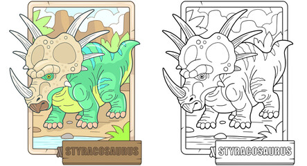 prehistoric dinosaur styracosaurus, illustration design