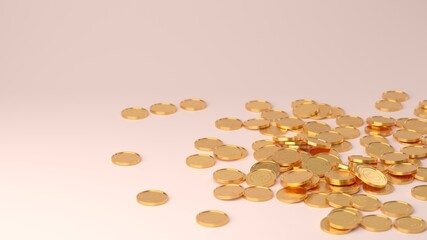 Heap of golden dollar currency coins. Business concept