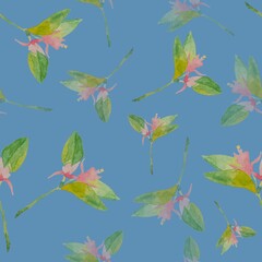 seamless pattern with autumn leaves and flowers 