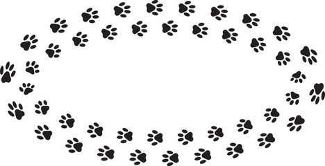 Paw  foot trail print of cat. Dog, puppy silhouette animal diagonal tracks.