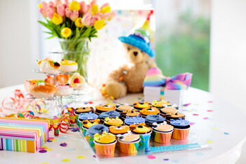 Cupcakes for kids birthday, child jungle party.