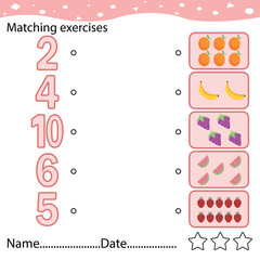 Match cute kawaii fruits by color. Educational worksheet for kids. Color matching game for preschoolers. Colorful set of fruit