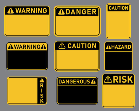 Collection of blank danger signs. Vector illustration