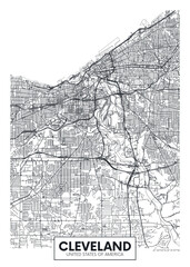 Fototapeta na wymiar City map Cleveland, urban planning travel vector poster design
