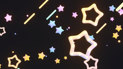 3d rendered cartoon stars with light bulbs sky.