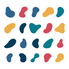 Various blotch. Random color blobs, round abstract organic shapes. Pebble, drops and stone silhouettes. Basic, simple rounded, smooth colorful forms